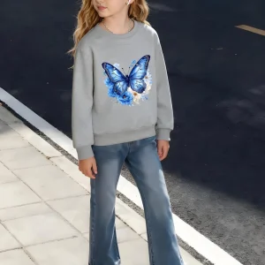 Butterfly Cotton Sweatshirt Floral Wing Pattern for Boys Girls