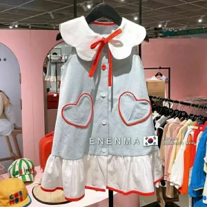 Girls' Ruffle Collar Sleeveless Dress