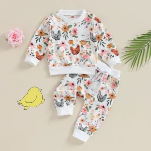 Baby Girls Set Flower Print Long Sleeve Outfit