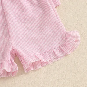 Girl Sleeve Romper and Bow Headband 2 Piece Set