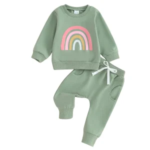 Toddler Baby Girls Fall Outfits Sweatshirt + Pants Set