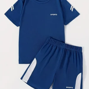 Summer 2025 new 3D letter print pattern casual, breathable, sporty, soft, comfortable and quick-drying children's set