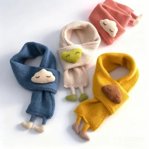 Cute Cloud Baby Scarf 3D Doll Kids Knitted Neckerchief 1-5year Boys Girls Children Cross Scarves Winter Warm Woolen Neck Cover